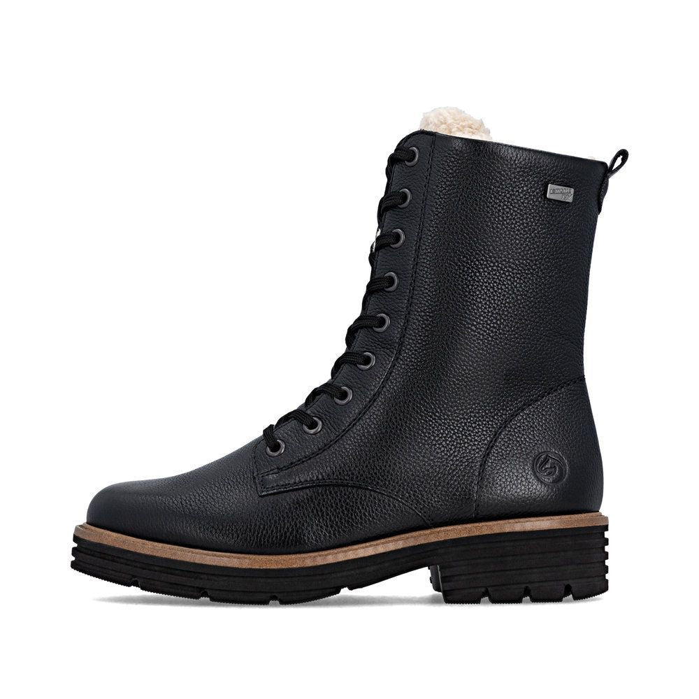 Bottines Classiques Femme Remonte - Cuir Lisse, Semelle Légère, Imperméables RemonteTEX - Talon 4,5cm, Tige 17cm - Confort Chaud Doublure Laine